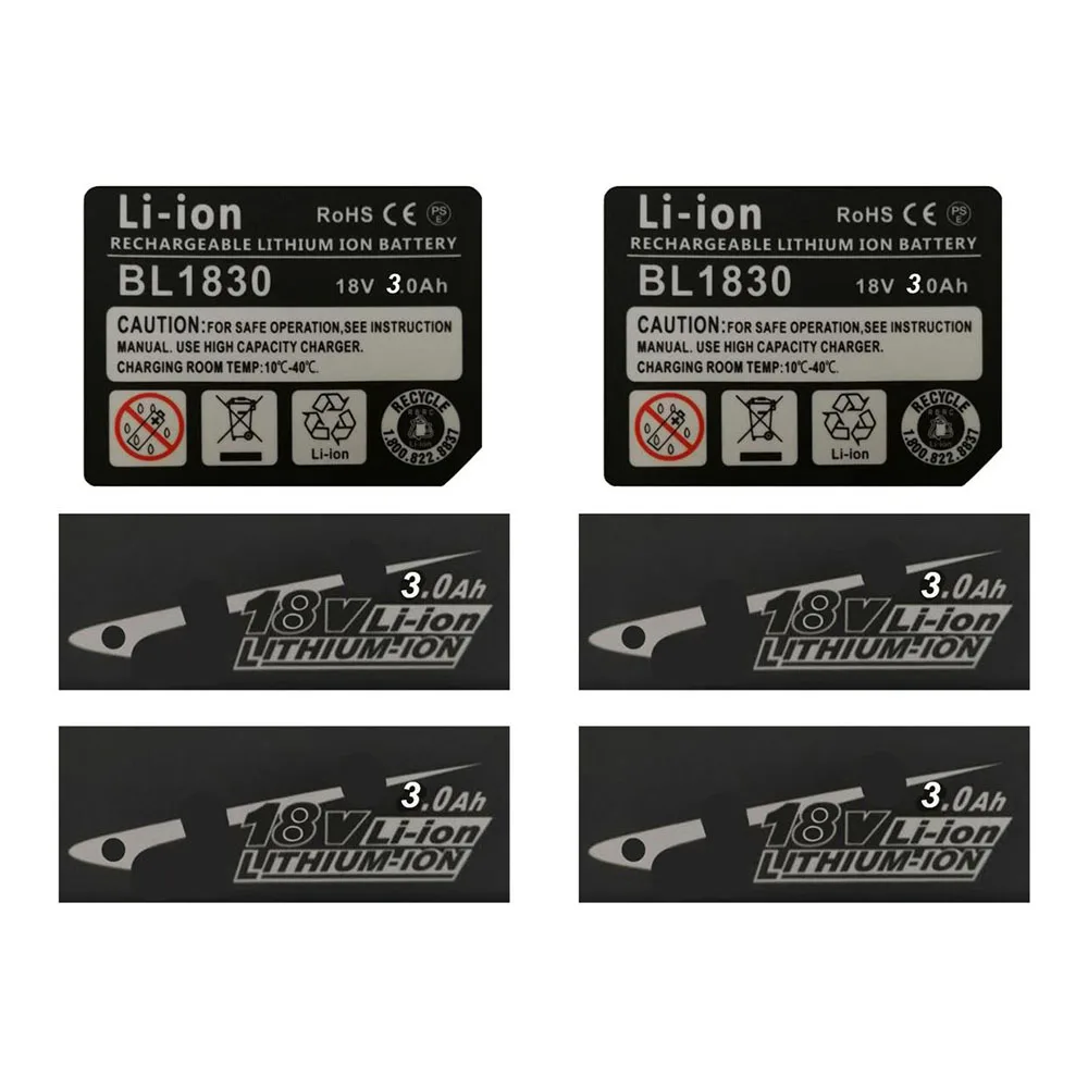 2 Sets BL1830 Tag Li-Ion Akku 18 V Aufkleber Etikett für Makita 18 V 3 Ah 4 Ah 5 Ah 6 Ah 9 Ah BL1860 Akku Logo Bohrer Hammerschlüssel
