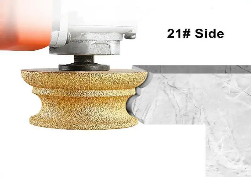 Bohrung 20mm Durchmesser 75mm 21 # Seitlich vakuumgelötetes Diamant-Kantenprofil-Schleifrad, Schleifscheibe für Marmor, Stein und Granit – Detail 3