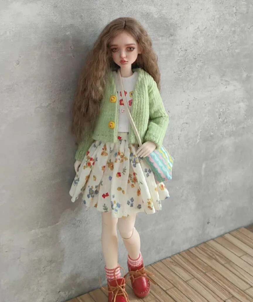 Hot 4pcs Casual style clothes blythe doll outfit Cardigan/ vest/ half skirt/ bag 1/6 30cm(Fit for Pullip,Ob22/24/26, Licca)