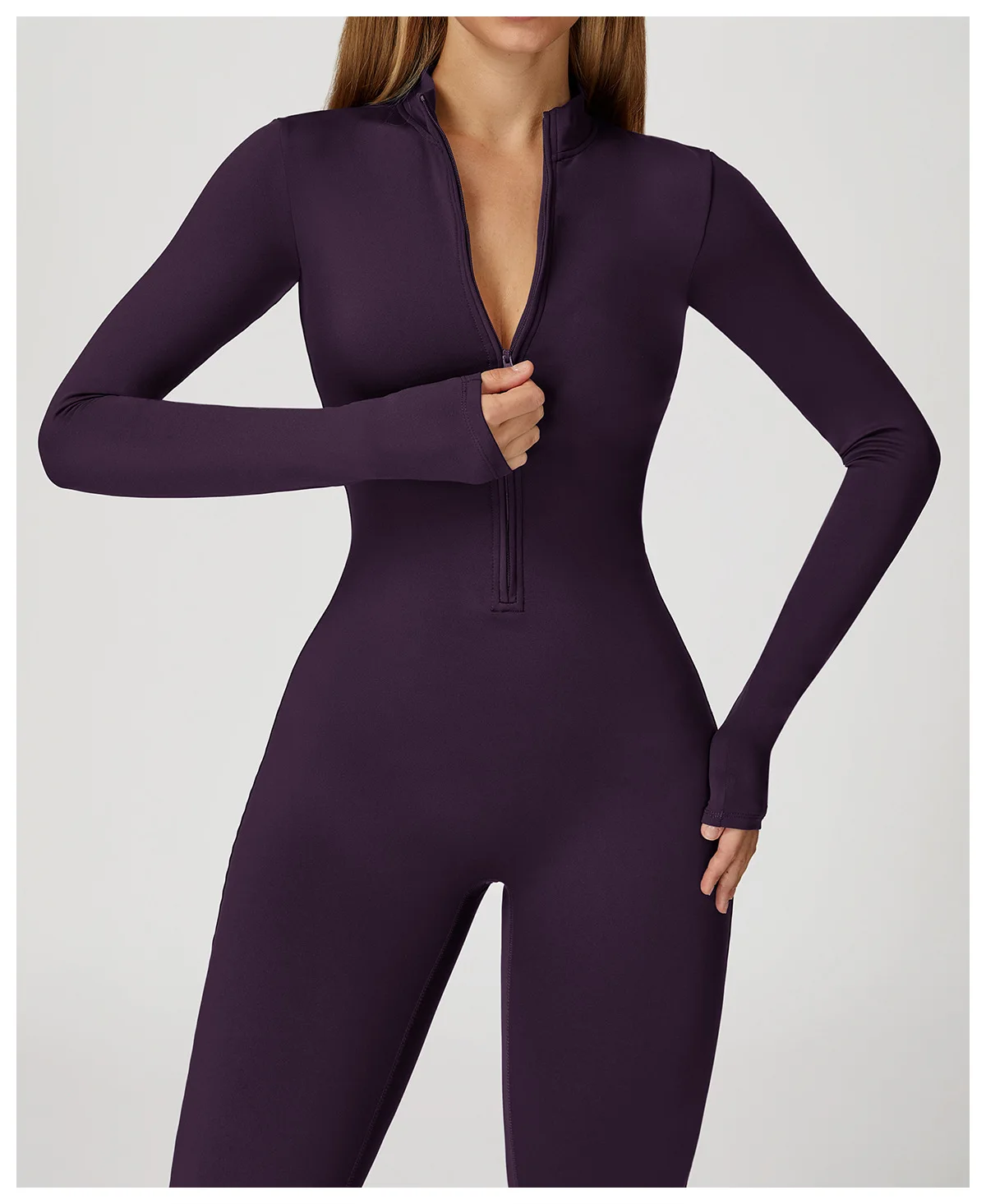 Long Sleeved One-piece Zipper Yoga Rompers Women's Sportswear Gym Jumpsuits Workout High-intensity Fitness Skin-tight Garment