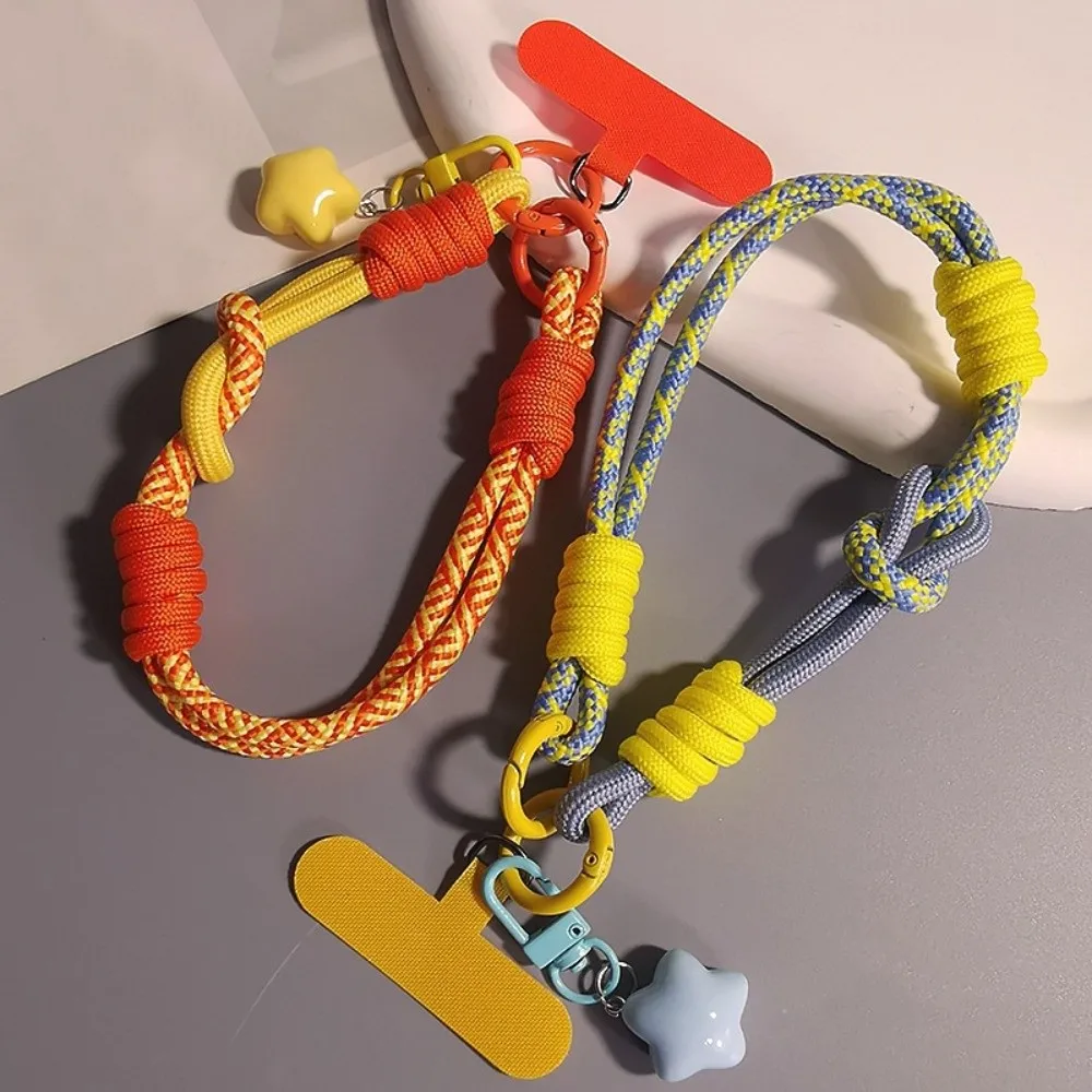 

Универсальный брелок со звездой, тканый ремешок для телефона, съемный плетеный ремешок для мобильного телефона, красочный короткий ремешок для мобильного телефона, нашивка