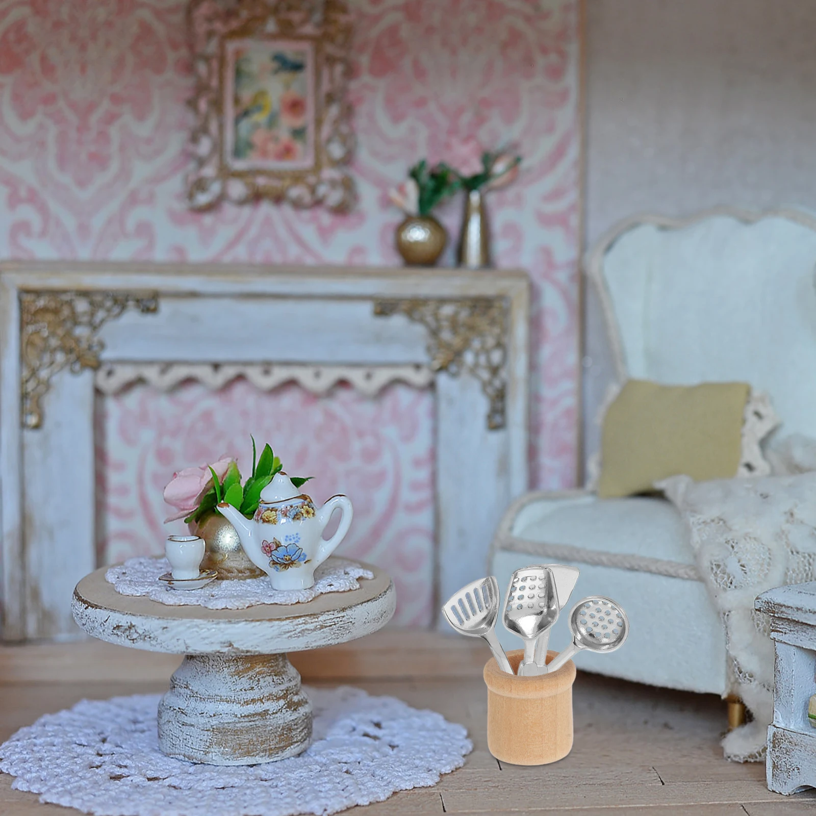 5-delig mini-keukenmeubilair kookgerei voor poppenhuisaccessoires kinderen fantasiespel speelgoed kookgerei decoratie micro scène