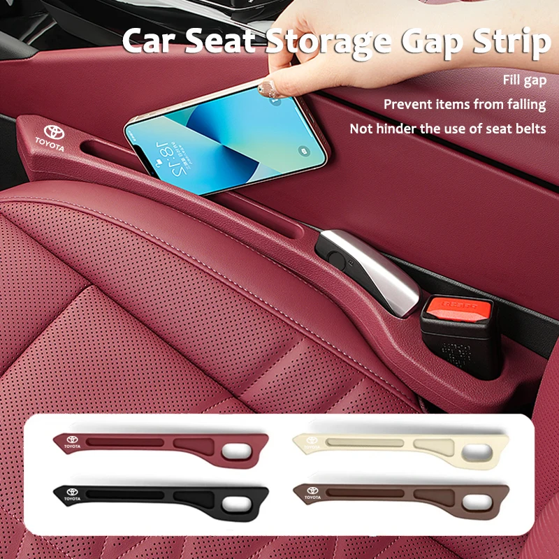 2Pcs Car Seat Gap Filler Strip Auto Key Phone Storage Accessories For Toyota Gazoo Racing TRD Corolla Yaris Chr Auris Rav4 Prius