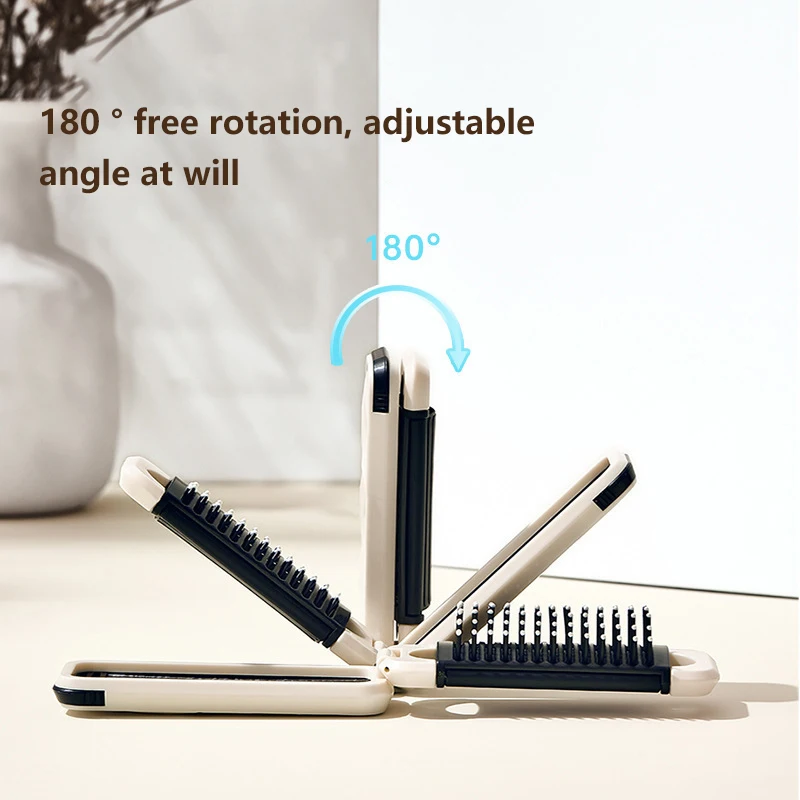 Mini brosse à cheveux pliante pour fille, peigne de massage de la tête, anti-leges, portable, voyage, avec miroir