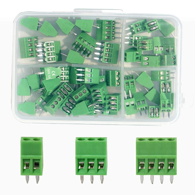 

50PCS KF128 Pitch 2.54mm PCB Mini Mount Screw Terminal Block Connector，Straight Pin 2P 3P 4P Terminal 150V 6A for 26-18AWG Cable