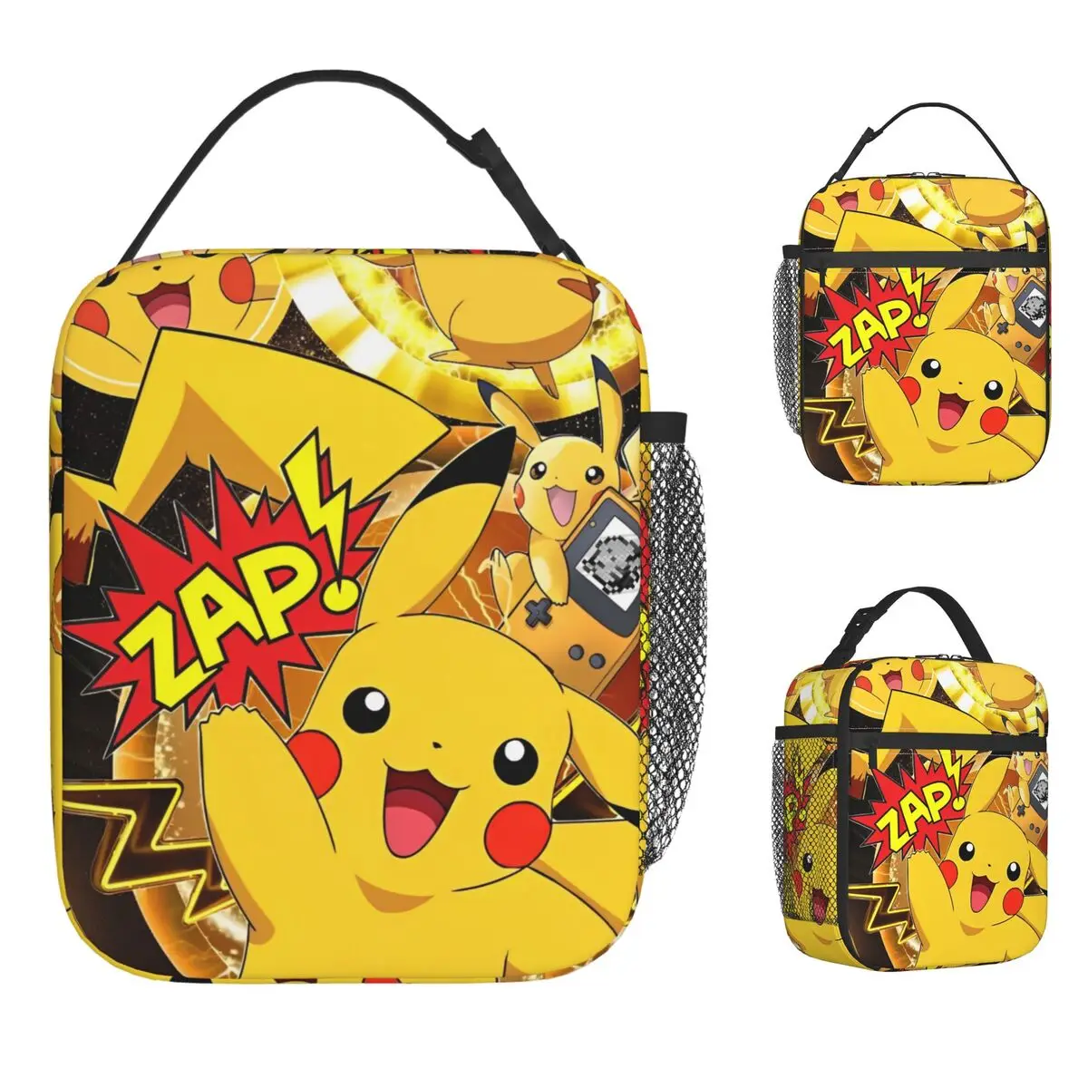

Cartoon Pikachu Anime Insulated Lunch Bag Cooler Bag Lunch Container Pokemoned Large Lunch Box Tote for Men Women Work Picnic