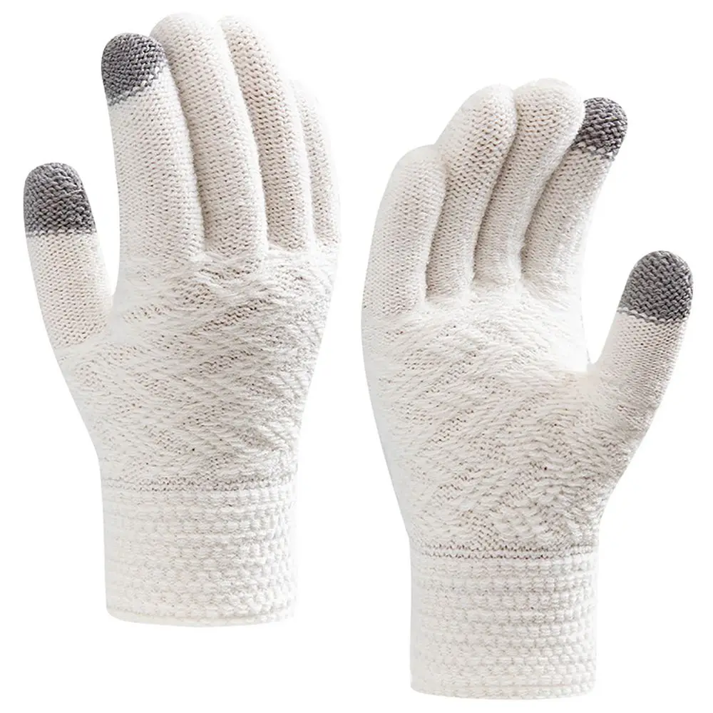 Knitted Wool Finger Gloves Thicken Screen Touchable Glove Bracers Double Layer Fleece Thicken Winter Riding Gloves