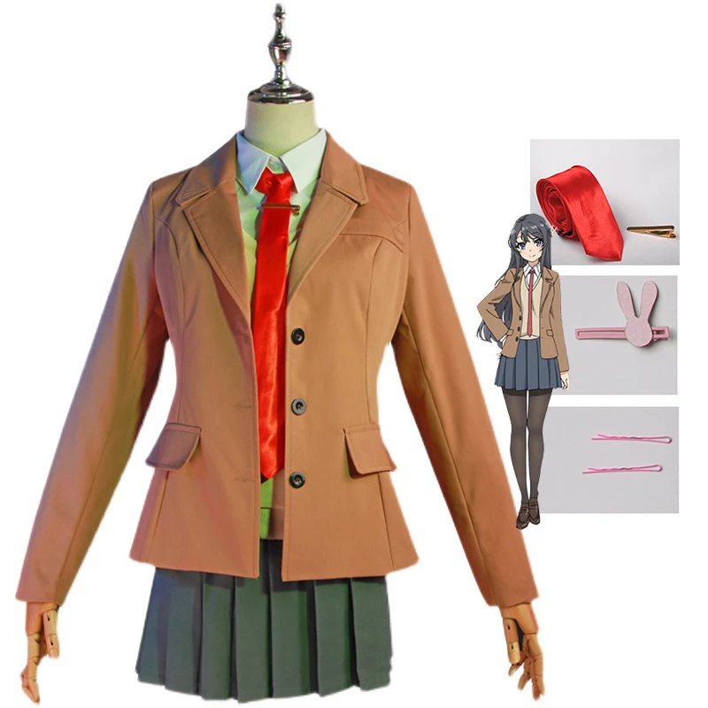 Anime Sakurajima Mai Cosplay Costume School Uniforms Seishun Buta Yarou Series Women Halloween High School Girls Party Suits