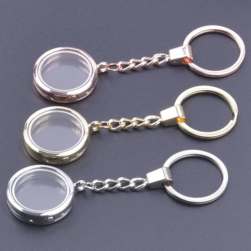 10Pcs/Lot 30mm Round Memory Medaillon Locket Pendant Keychain For Jewelry Accessories Glass Living Relicario Llavero Wholesale