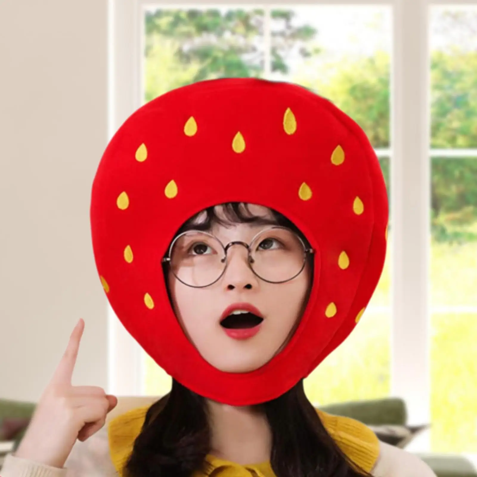 

Cute Plush Hat Strawberry Costume Accessories for Event Dress Up Cosplay