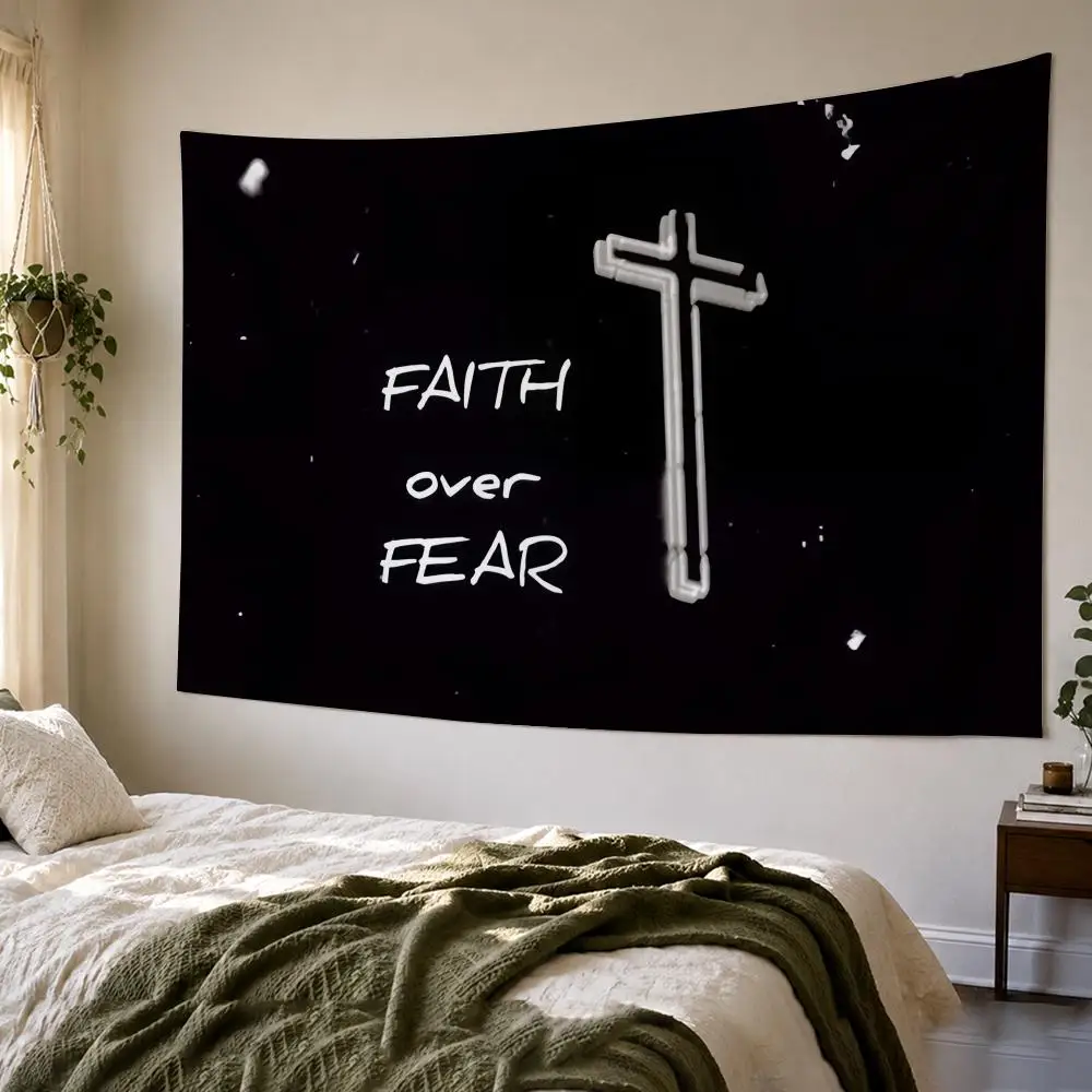 Jesus Faith Sayings Tapestry Bedroom Living Room Bar Party House Home Dorm Interior Wall Decor Background Banner