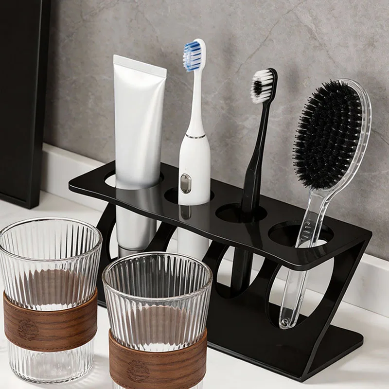Toothbrush Holder Stand for Bathroom: Ventilated Organizer with Slots for Electric Toothbrushes, Toothpaste, Razors & Small Comb