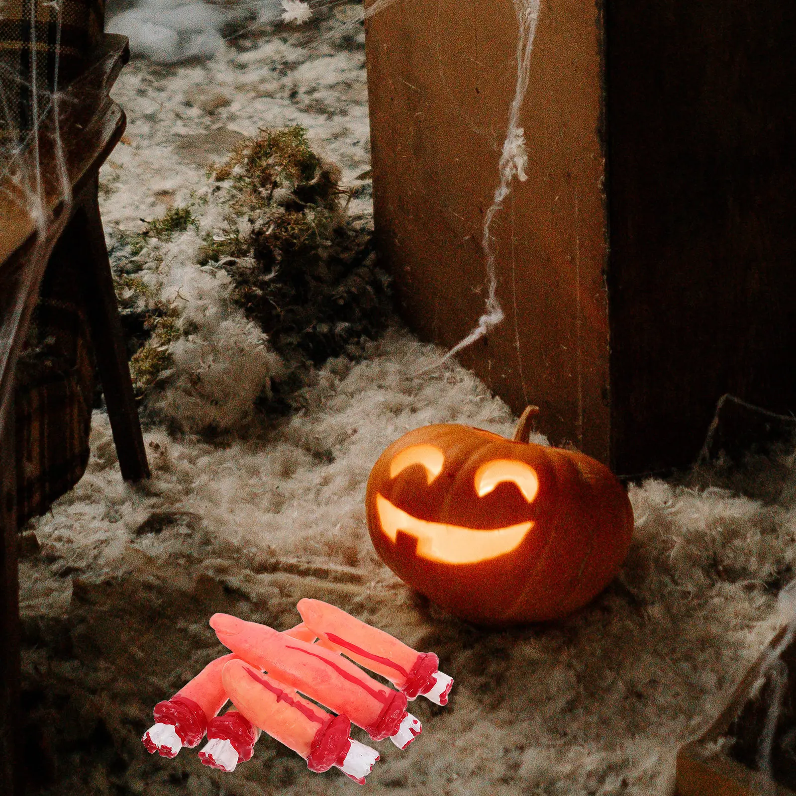 

10 шт. реалистичных искусственных пальцев с эффектом гнили и кровавой текстурой, реквизит для Хэллоуина, фестивалей, косплея, жуткие руки-муляжи для ужасов