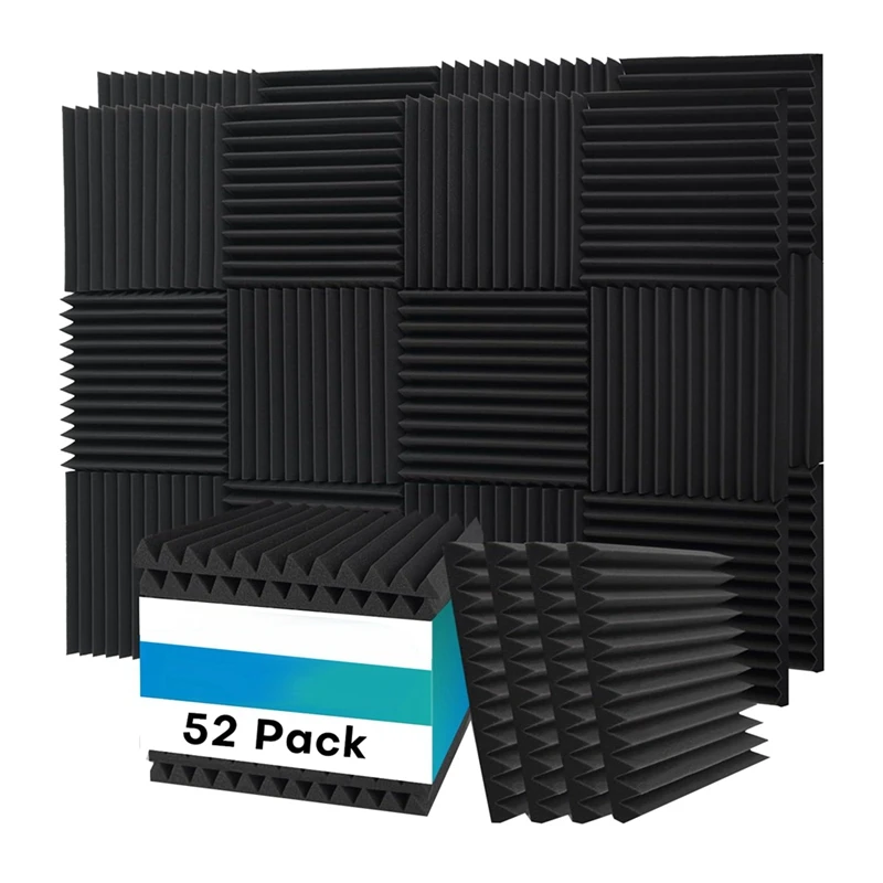 52 Pack Acoustic Foam Panels,1X12x12inches Sound Proof Foam Panels For Walls, Acoustic Panels Sound Absorbing