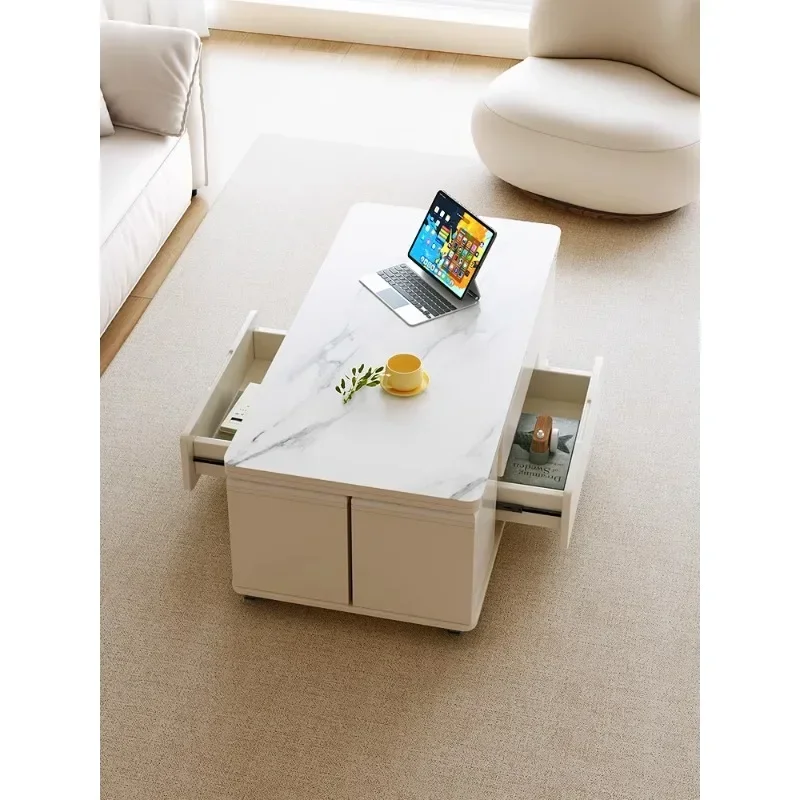 

-Multi Functional Coffee Table, Cream Air Lift, Folding Dining Table, Small Household Living Room, Simple Coffee