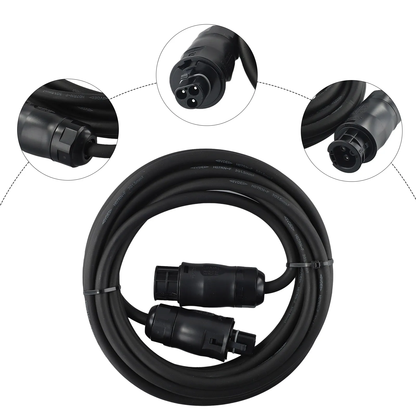 BC01 Female Socket Solar Cable H07RN-F Rubber Jacket Oil And Abrasion Resistant 3 Meter Solar Connection Cable