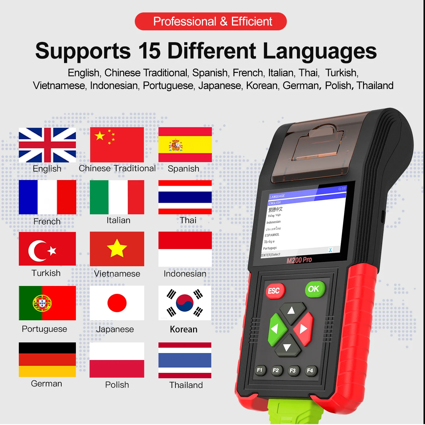 JDiag M200 Pro Motorcycle Diagnostic Scanner Support ECU Remapping&programming Battery Tester Automotive Testing  M200 M100 M300