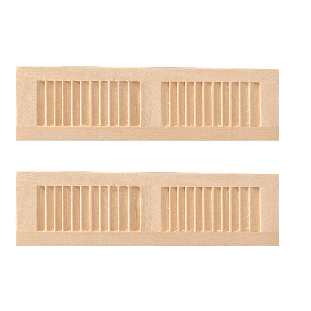 2 Pcs House Decoration Simulation Blinds Window Mini Accessory Decorate Khaki Wooden Kids