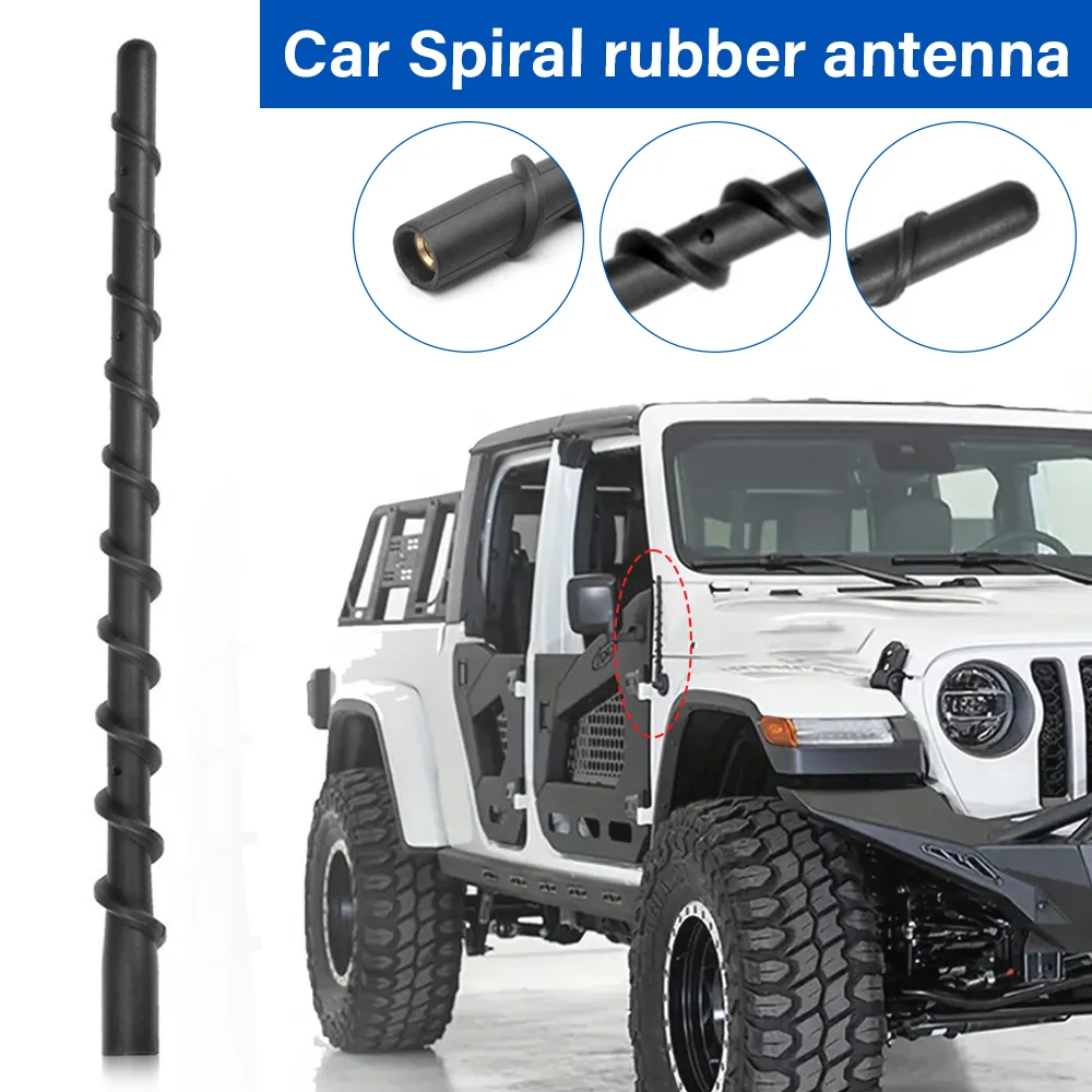 1Pcs AM FM Car Radio Flexible Spiral Roof Antenna Replacement  Aerials Mast Base Kit Amplifier For Jeep Wrangler 2007-2023