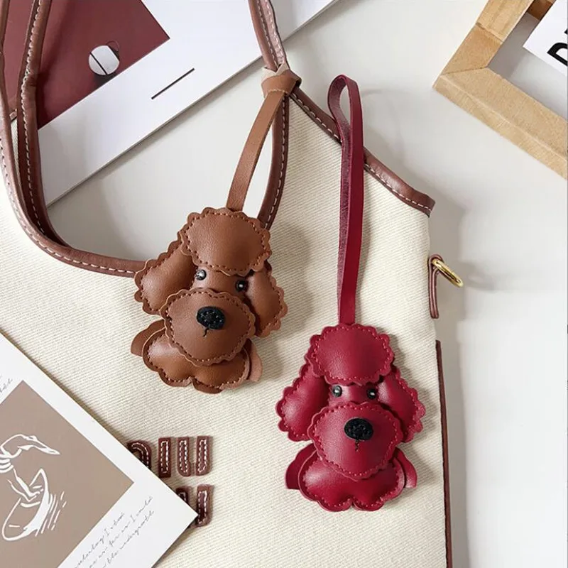 Teddy Dog Pendant Key Chains For Women Men Girls PU Car Key Ring Keychain Bag Charm DIY Accessories  Couple Lover gift