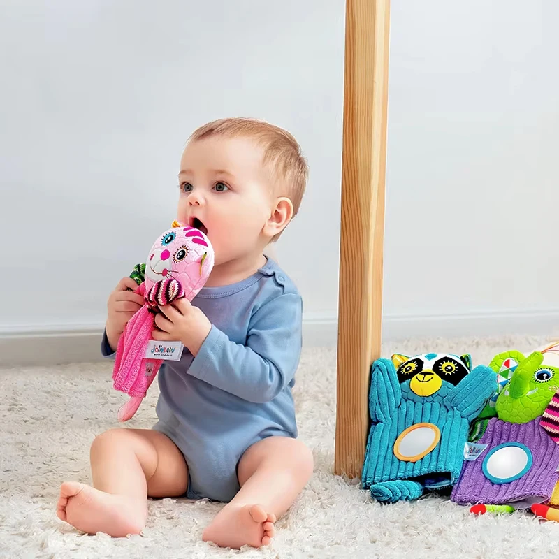 Weiche Fingerpuppen Tier Beruhigende Handpuppe Spielzeug Neugeborene Baby Rassel Interaktives Spielzeug Bildung Klingeln Puppe für 0-1 Jahre