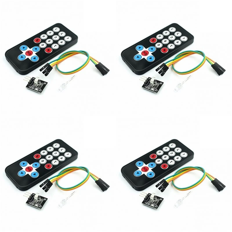 【A17Z】4X Remote Control Module HX1838 Infrared Wireless Remote Control Kit Remote Control Robot Multi-Functional Module