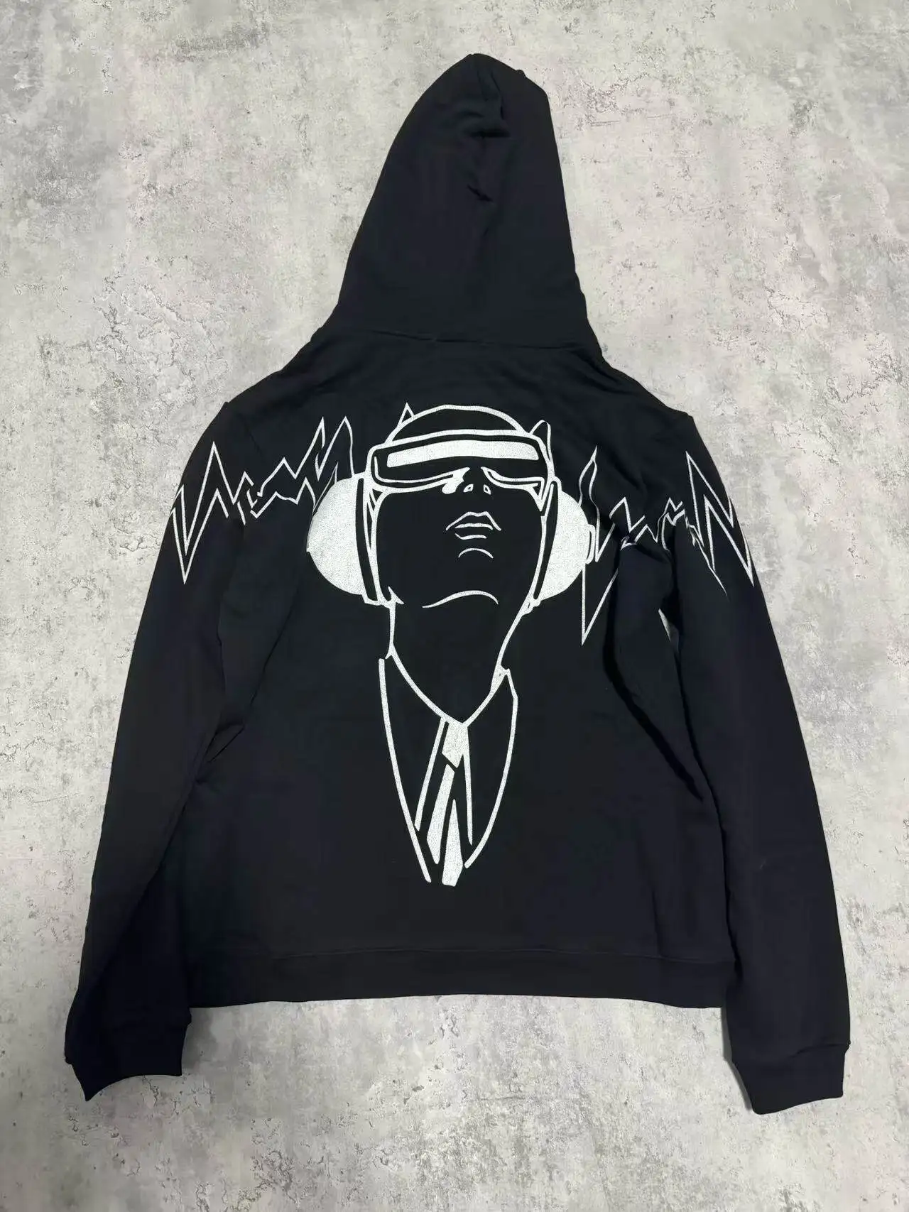 Under 06sst lightning portrait print sweater hooded cardigan jacket