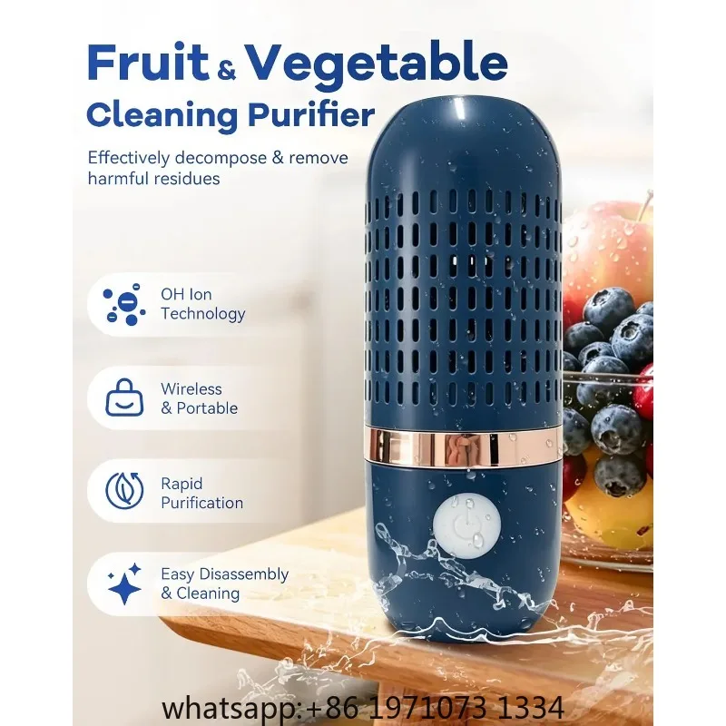 Produce Cleaner & Vegetable Cleaner , Wireless Rechargeable Food Washer for Meat Utensils, Ipx7 Waterproof
