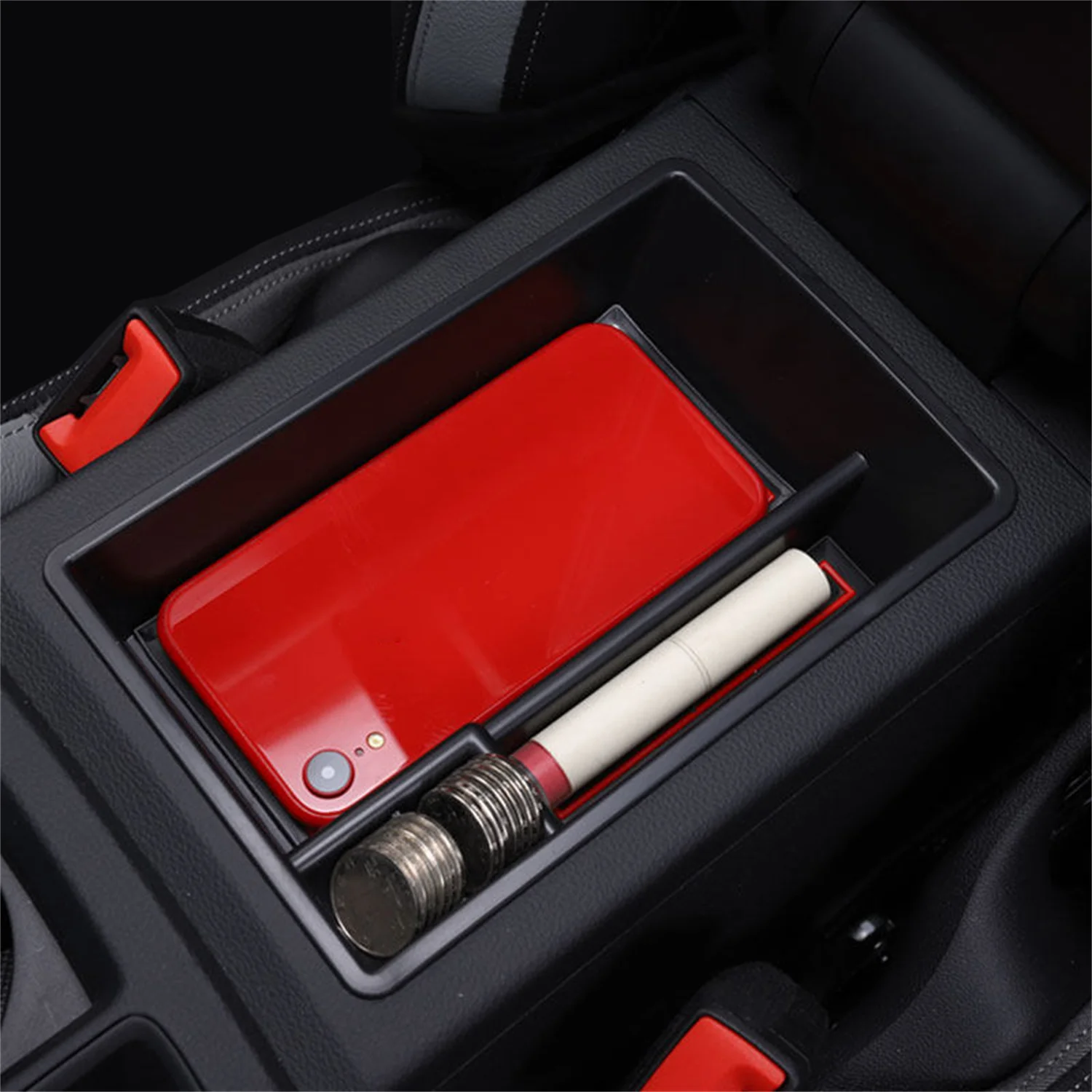 for Audi Q3 F3 Sportback 2019-2022 Car Center Console Organizer Tray Armrest Insert Secondary Storage Box Black 1pc