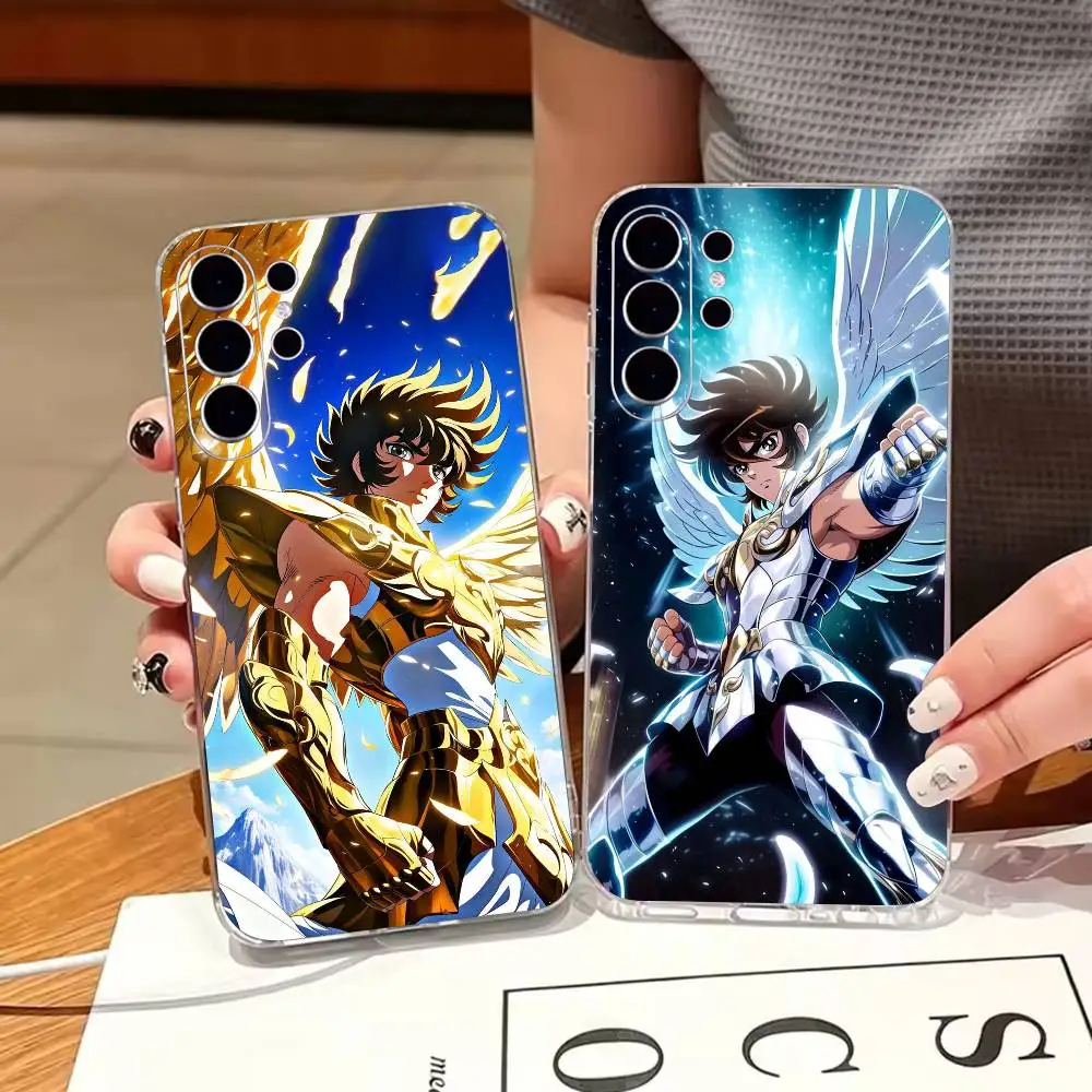 S-Saint Seiya Vintage Anime Transparent Phone Case For Samsung S25,S24,S21,S22,S23,S30,Ultra,S20,Plus Soft Cover