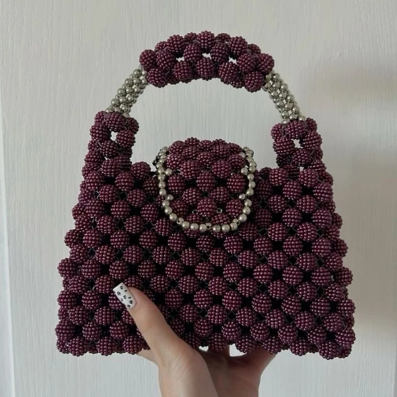 New Handmade Ins Bead Women's Bag Custom Color Yangmei Ball Design Ladies Handbag Dinner Party Exquisite Small Bags for Women