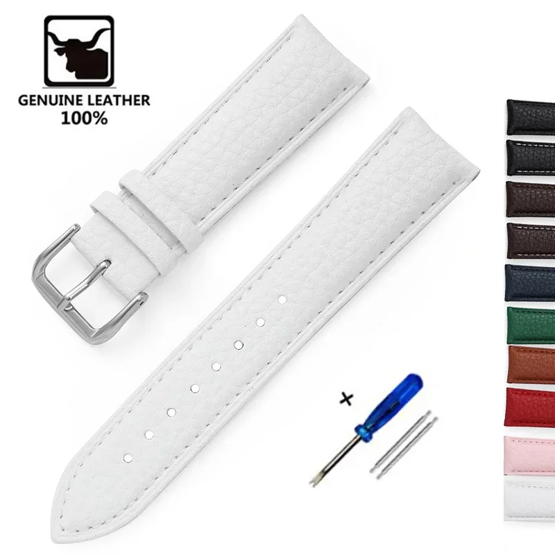 Litchi Pattern Calfskin Watch Band Bracelet 14mm 16mm 18mm 20mm 22mm Replacement Universal Bracelet Soft Watchbands