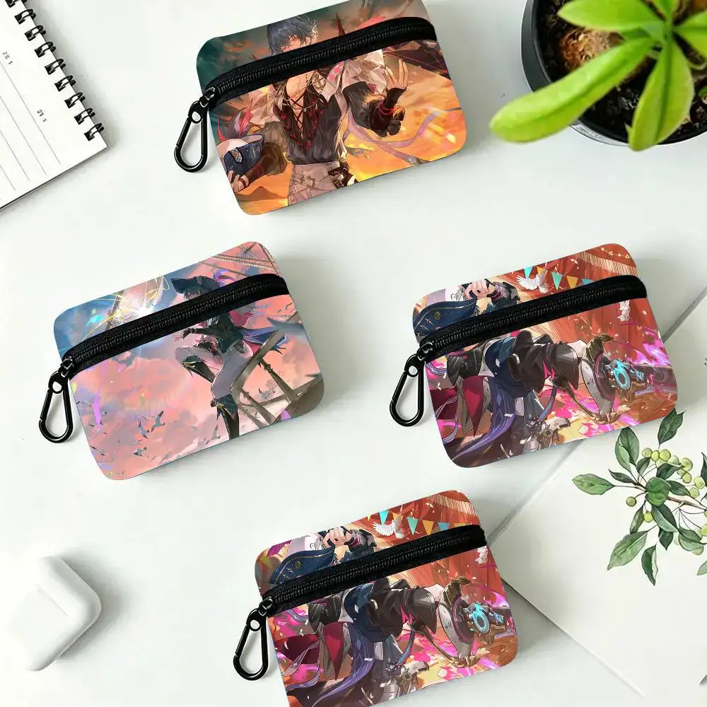 Brent W-Wuthering Waves Oxford Fabric Wallet With Zipper, Hanging Multifunctional Bag For Credit Cards, Keys, Coins Headphones
