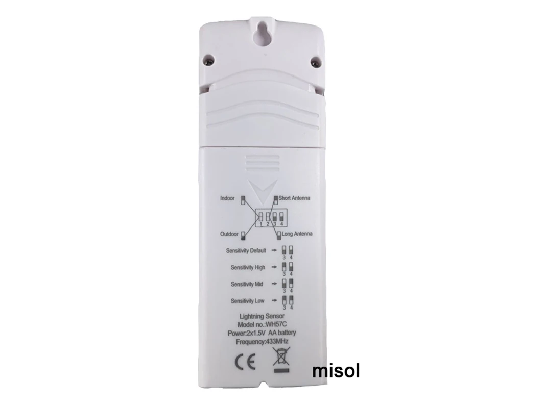 MIsol/ WH57 Wireless Lightning Detection Sensor, lightning sensor, lightning detector,