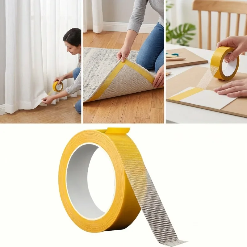 1 Roll of 393.7 Inch Curtain Shortening Tape Multifunctional Traceless Adhesive for Curtains Carpet Home Adhesive Universal