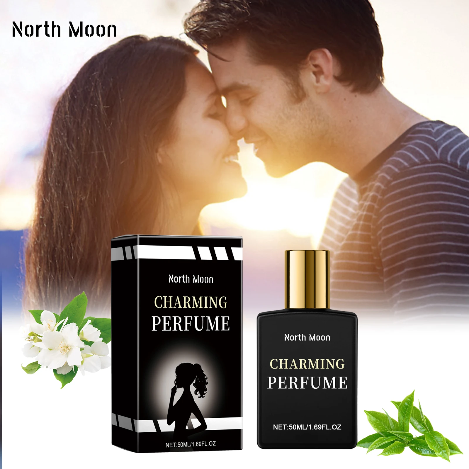 North Moon Pheromone Perfume for Men and Women, Durable Fragrance, Fresh and Natural Jasmine Flower Perfume Spray 1.69 oz