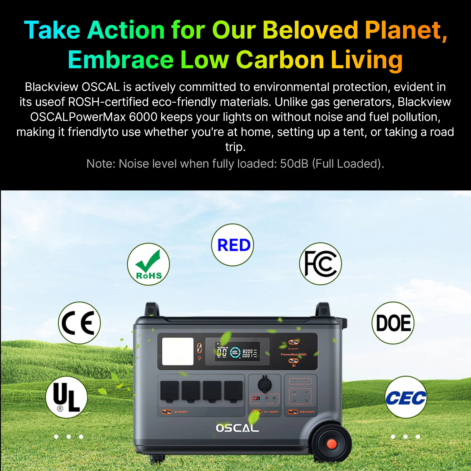 

Прочная электростанция Oscal PowerMax 6000 6000 Вт, аккумулятор LiFePO4 от 3600 Вт до 57600 Втч, 14 розеток, 120 В/240 В, двойной выход напряжения 3500+