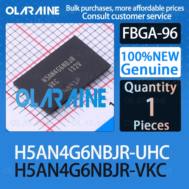 

100%New Original H5AN4G6NBJR-UHC H5AN4G6NBJR-VKC FBGA-96 DDR SDRAM Memory DQ Power Supply 1.2 V +/- 0.06 V IC chip olaraine