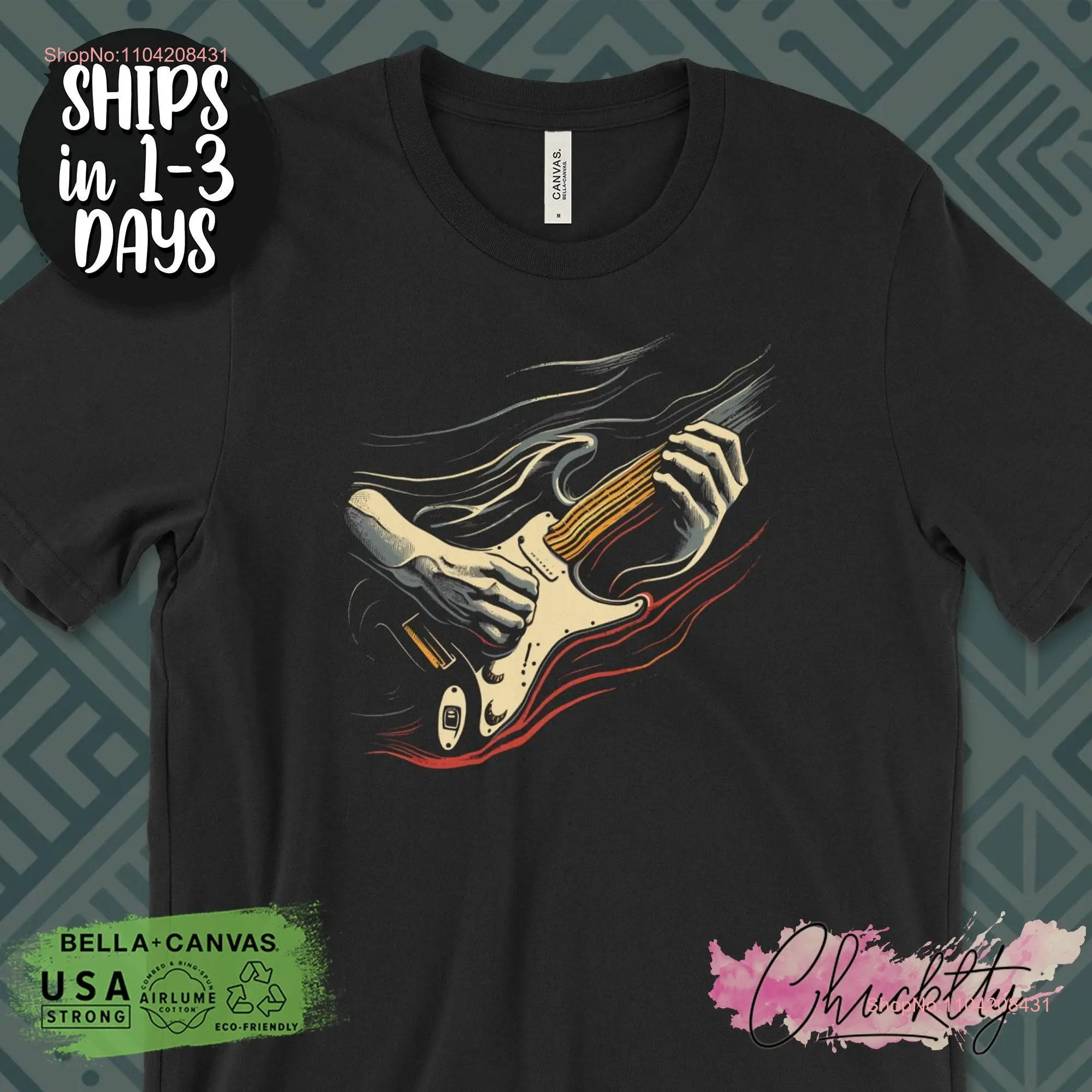 Electric Guitar T Shirt Musician Cool GuitarisT Retro Music Lover Apparel Unique Design for Musicians