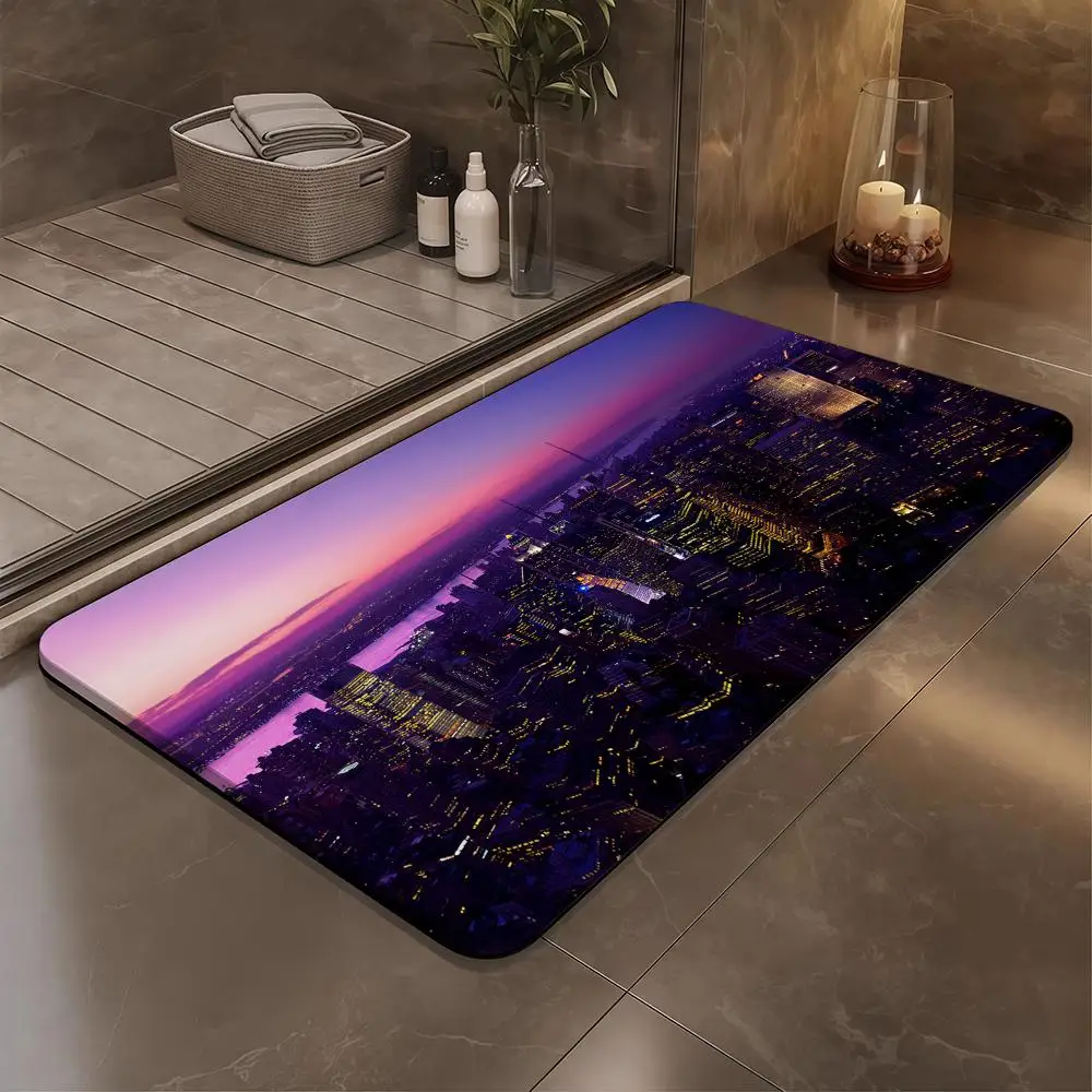 

Bule Sky Scenery Floor Mat Bathroom Soft Diatomaceous Mud Floor Mat, Bathroom Absorbent Foot Mat, Toilet Sink, Bedroom Mat, Carp