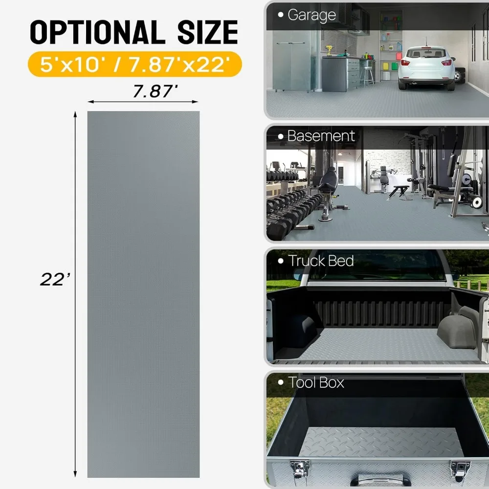 حصيرة أرضية جراج PVC سميكة من الألماس، 7'87 × 22 قدم، مثالية لحماية السيارة ومواقف المرآب