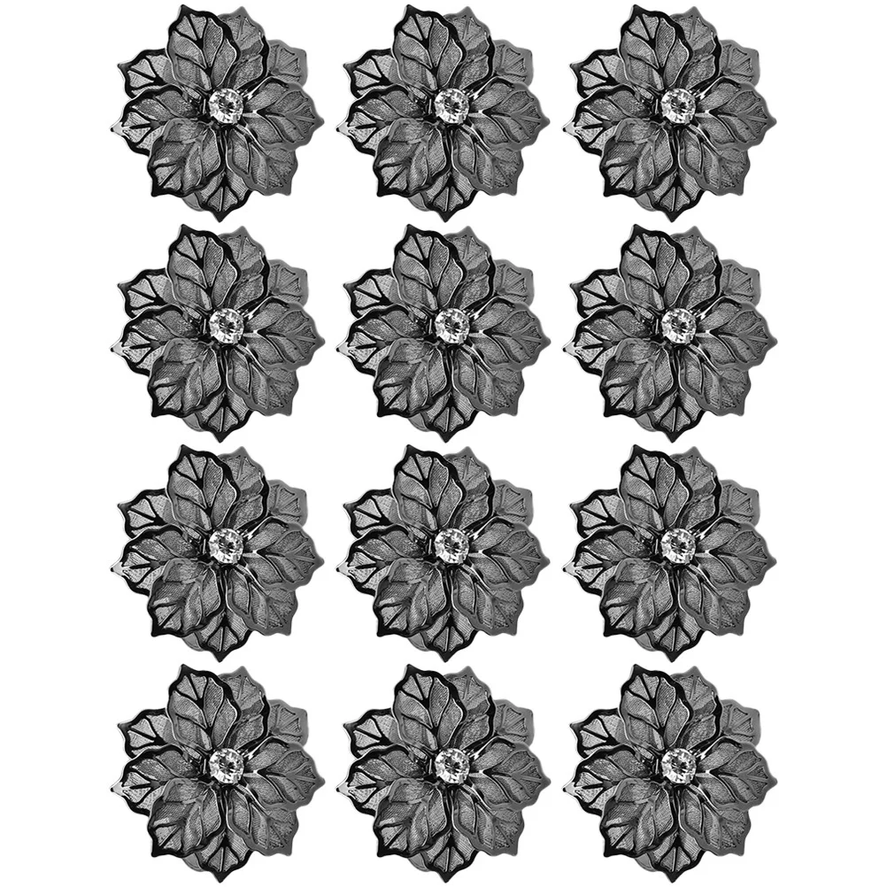 

12Pcs Flower Napkin Rings Metal Napkin Holders Wedding Table Decor Valentine Holiday Party Serviette Ring Holiday Table Decor
