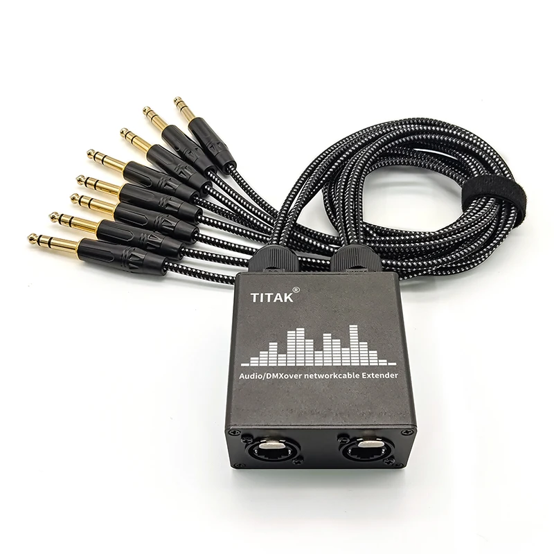 8CH Audio over Network Cable Extender Metal Housing DMX512 Signal Extender for Stage Sound and Lighting Recording Studio