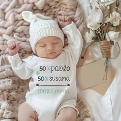 Personalizzato Casual stampa pagliaccetto del bambino girocollo manica corta tuta infantile personalizzato papà mamma nome del bambino divertente abbigliamento per bambini