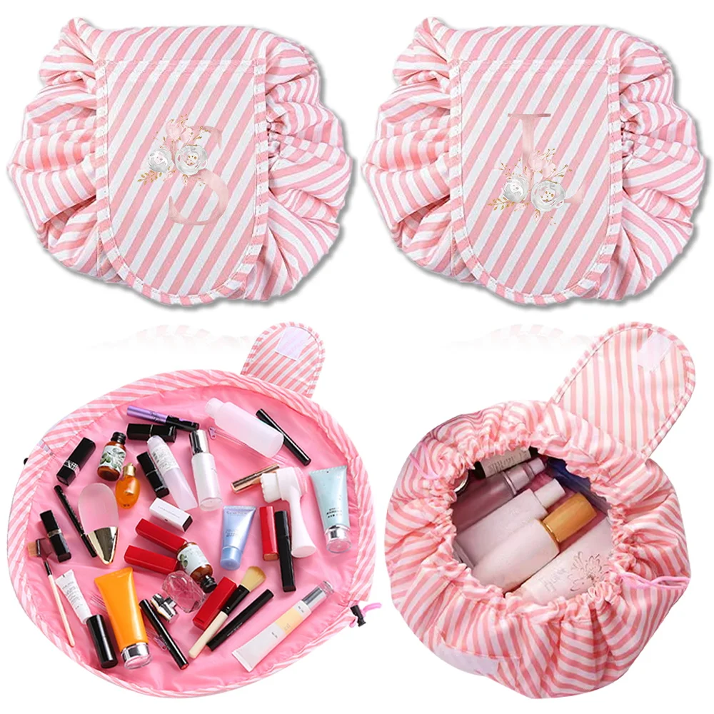 Women's Cosmetic Bag Travel Toiletry Organizer Printing Pink Flower Series High Appearance Index Portable Cosmetic Storage Bag