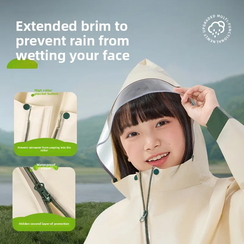 Kids EVA Thick Long Raincoat Full‑Body Heavy Rain Poncho with Backpack Hole Boys Girls Students School Use