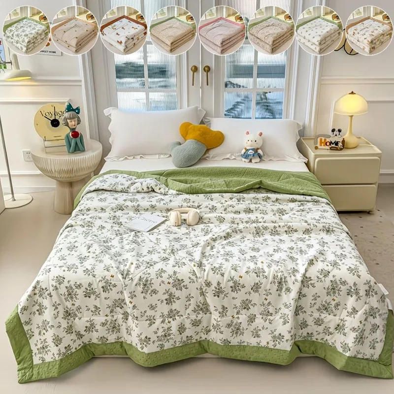 

New 1pc High-Quality Polyester Fabric with Ultra-Fine Fiber Filling Summer Quilt, Ideal for Bedrooms,Hotels & Guest Rooms 여름이불