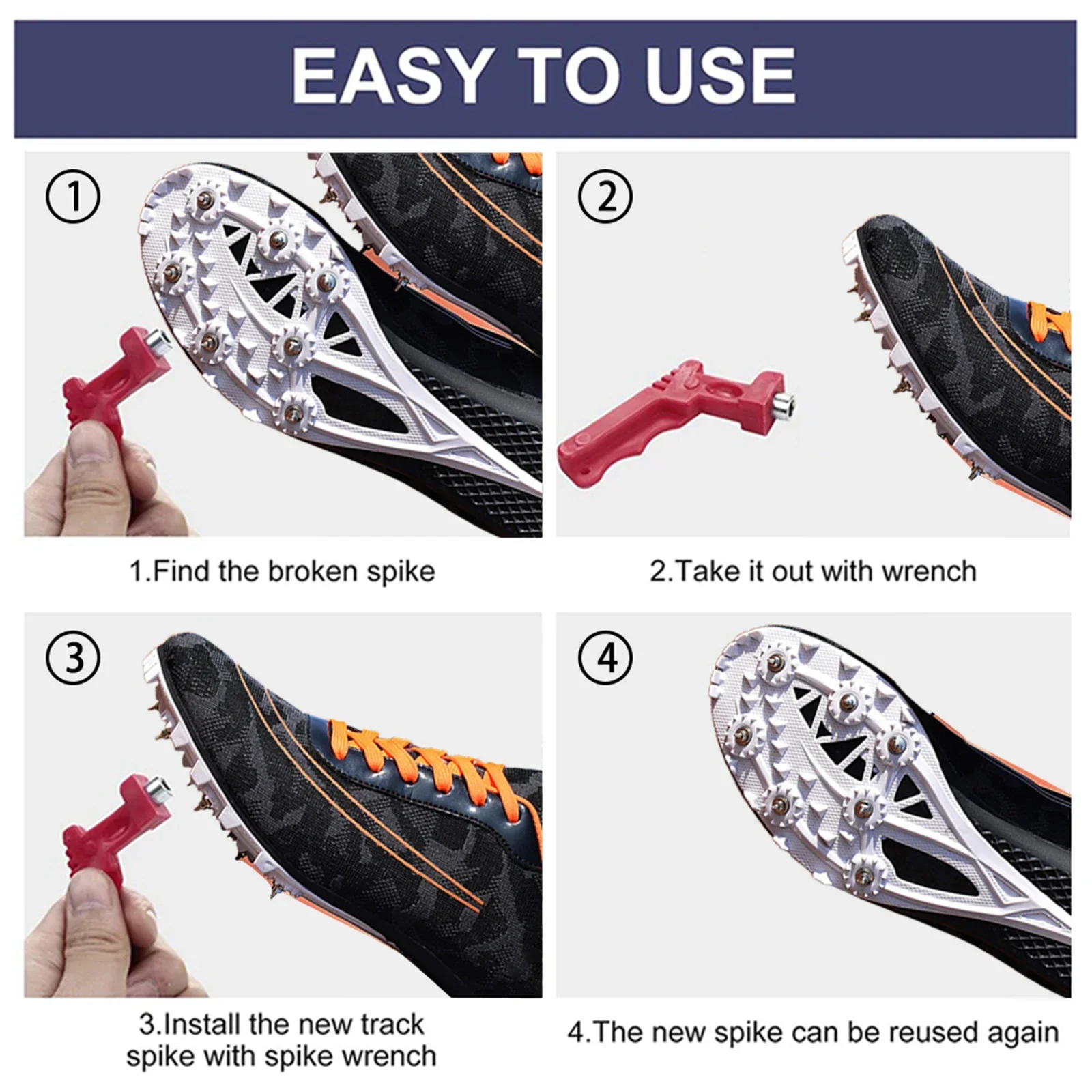 120PCS Steel Track & Field Shoe Spikes With Wrench 7mm 1/4 Inch Needle Tips For Running Cross Country Camping Athletics Gear