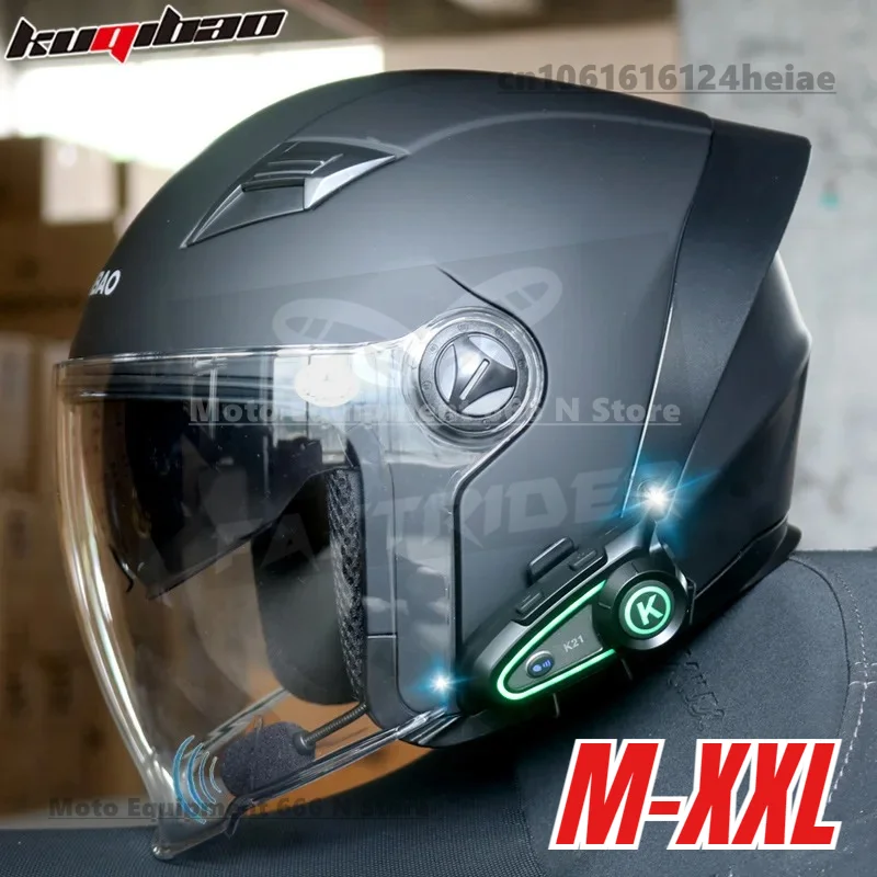 

Kuqibao мотоциклетный шлем домофон Bluetooth полушлем мужской женский рыцарь с двойной линзой универсальный всесезонный