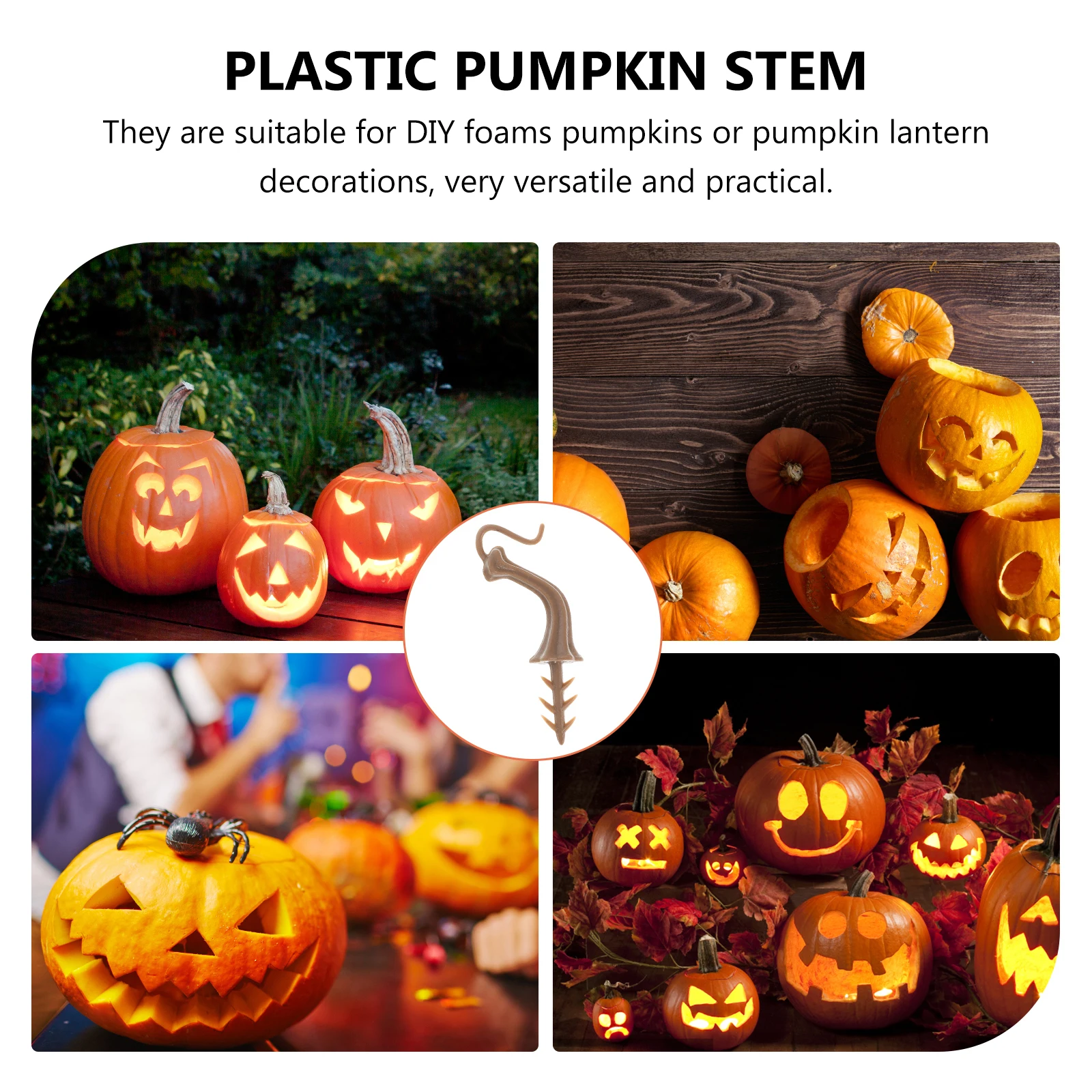 

40pcs Plastic Stems Fake Handle Decor Supplies Halloween Crafts Pumpkin Fake Pumpkin Head Head Accessories